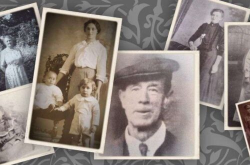 Photographs of the Elderfield family randomly arranged